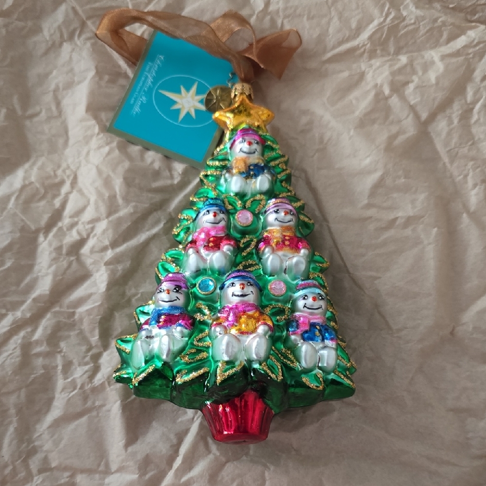 Christopher Radko Gold and Green Ornament Christmas Tree